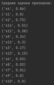 Средние оценки важности признаков